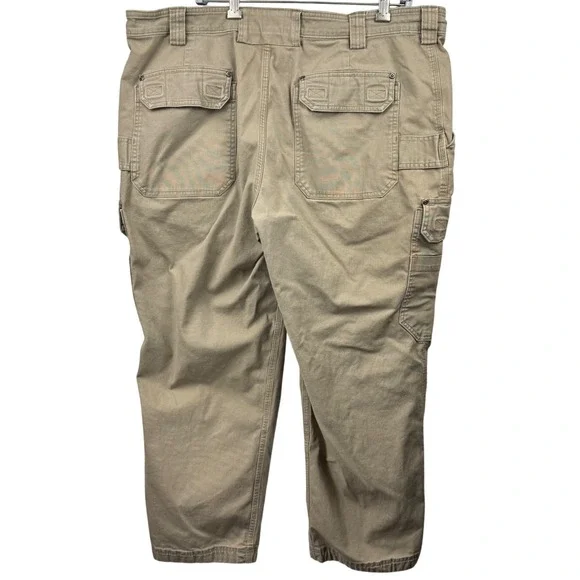 Duluth Trading Co Pants Mens 42x30 Flex Fire Hose Cargo Khaki Tan Work Utility - Picture 3 of 12